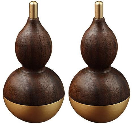 BESPORTBLE Wu Lou Feng Shui Skulptur Messing Walnussholz Stehauffigur Glücksbringer 2 Stück Chinesische Glück Schatz Amulett Desktop Ornament Geschenke Housewarming Geburtstag