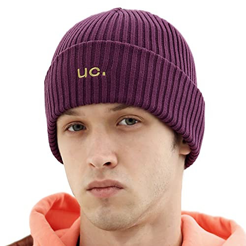 UNTERCONTROL Winter Fischer Trawler Beanie Freie Männer Frauen - Unisex Stylish Plain Skull Hat Watch Rolled Cuff Cap - 5 Farbe, Purple, M/L