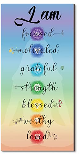 Blulu Chakra Quotes Sign Buddha Wall Decor Yoga Zen Wall Art Wooden Spiritual Decor 7 Chakra Hanging Motivational Meditation Buddhism Spa Room Sign for Yoga Living Room Bedroom Bathroom(Love Style)
