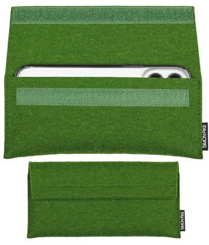 SimonPike Handyhülle passend für Apple iPhone 17/17e | 16/16e | 15 (Gr. H) | New York Gruen Filztasche aus Wollfilz Handy/Smartphone Tasche