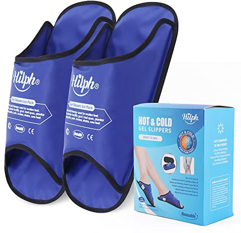 Hilph Poche de Glace pour Pied en Gel Orteil Ouvert - Pantoufle Chimiothérapie, Packs Réutilisables pour Pieds Gonflés, Thérapie par le Chaud et le Froid - Une Paire Bleu