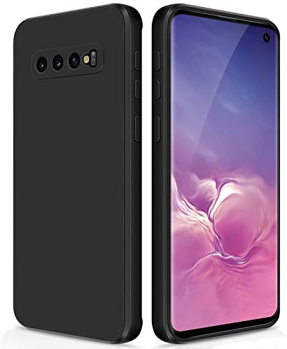 GiiYoon Hülle Kompatibel mit Samsung Galaxy S10, Hochwertiges Liquid Silicone Case, Rundumschutz Handyhülle, Kratzfestes Weiches Mikrofaserfutter- Schwarz