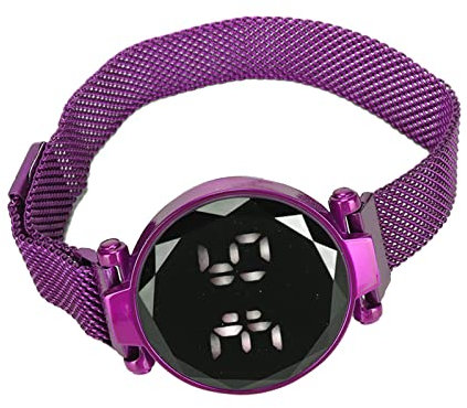 ZJchao Digitale Uhr Damen Armbanduhr Legierung Armband Damenuhr Touchscreen Elektronische Uhren Frauen Business Watch, Wasserdicht Glas Digitale LED-Uhr für Mädchen(Lila)