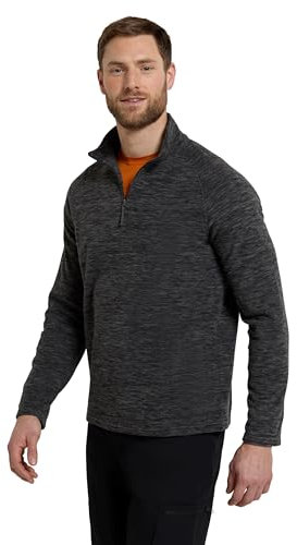 Mountain Warehouse Snowdon Mens Micro Fleece Top - Warm, Breathable, Quick Drying, Zip Collar Fleece Sweater, Soft & Smooth Pullover - For Spring Summer, Travelling, Walking Charcoal S