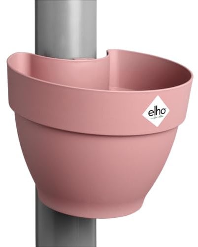 elho Vibia Campana Fallrohrpflanzgefäss 40 - Blumentopf für Regenrohr - vertikaler Garten - 100% recyceltem Plastik - Ø 21.6 x H 16.3 cm - Rosa/Puderrosa