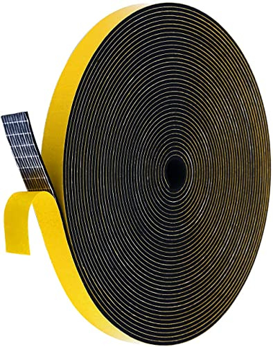Palazen 10m Dichtungsband Selbstklebend für Türen Fenster 12mm(B) x1.5mm(D) Moosgummi Dichtband als Tür-Fenster-Dichtung-Zugluftstopper Schaumstoffband Abdichtung Schwarz [1 Rollen]