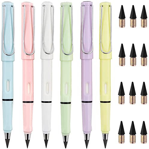 Qikaara 6 Stück Ewiger Bleistift – Nachhaltig, Tintenloser Bleistift ohne Anspitzen, Langlebiger Magischer Bleistift, Bleistifte Set, Unendlicher Bleistift mit edler Optik, Magic Pencil