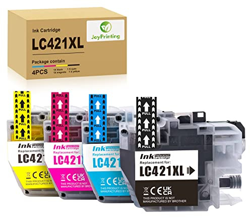 JoyPrinting LC-421XL Tintenpatronen LC421XL für Brother Patronen Multipack für Brother DCP-J1050DW MFC-J1010DW DCP-J1140DW, 4er-Pack
