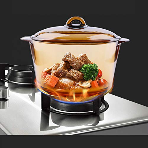 Amber Tempered Glass Multi Slow Cooker High Temperature Transparent Stew Pot Can Use in Microwave Oven Gas Stove 5L