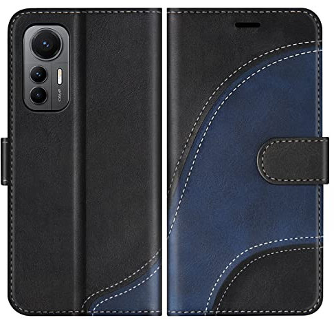 BoxTii Cover per Xiaomi Mi 12 Lite, Custodia in PU Pelle Portafoglio per Xiaomi Mi 12 Lite, Magnetica Cover a Libro con Slot per Schede, Nero