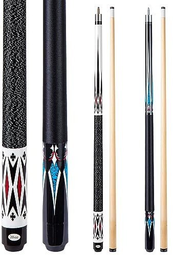 Sinsilvie 58 19 20 oz Pool Queue with 13mm Tip, Set of 2,Schwarz oder Weiß,1/2 Maple Queue Sticks Pool Cue,Billard Queue für Männer und Frauen. (White 19 oz & Black 20 oz)