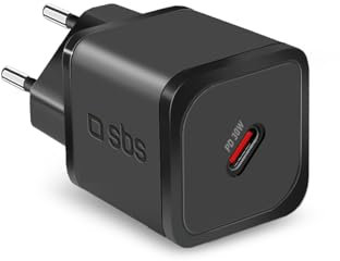 SBS Chargeur USB-C 30 Watts, Power Delivery, GaN, Compact et Puissant, Prise européenne, idéal pour Smartphones Android, iPhone, Tablette, MacBook