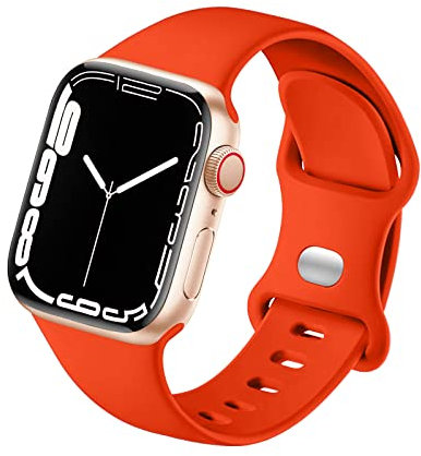HdanMole Kompatibel mit Apple Watch Armband 38mm 40mm 41mm 42mm 44mm 45mm 46mm, Weiches Silikon Sport Armband Ersatz für iWatch Series 10 9 8 7 6 5 4 3 2 1 SE Herren Damen, Orange
