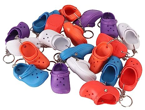 20 Stück Silikon-Hausschuh-Schlüsselanhänger, Mini-Schuh-Schlüsselanhänger, Verschiedene Farben, Weiches, Flexibles Silikon, Stabiles Loch, Schuhe-Schlüsselanhänger für DIY-Tasche, Rucksack, Kleidung