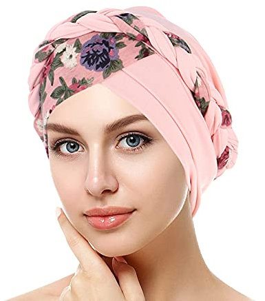 Bonnet turban élégant pour femme - Bandeau élastique - Hijab - Chemo - Chapeau islamique - Accessoire de chimiothérapie - Pour perte de cheveux - Cancer, Rose, taille unique