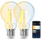 Aigostar Smarte Edison Glühbirne E27 Edison Vintage Glühbirne 6W Wlan Glühbirne LED Retro Glühbirne Dimmbar 2700K-6500K. App Steuern Kompatibel mit Alexa und Google Assistant. Transparent 2 Stücke