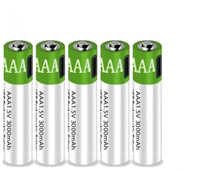 SSCYHT Batteria agli ioni di Litio AAA da 1,5 V a Ricarica Rapida 3000 mAh di Grande capacità con Cavo USB Batteria Ricaricabile Batteria al Litio Riutilizzabile 1200 Volte,5pcs 1.5v3000mah