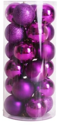 MAGICLULU 24 Stück Glaskugel Weihnachtsbaum Deko Kugel Violett Weihnachtskugeln Christbaumkugeln Glas Christbaumkugeln