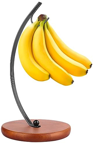 HOMKULA Banana Holder Stand - Hanging Hook Stands, Banana Hanger Hook Stand for Kitchen Counter (Modern, Black)