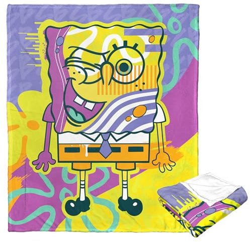Northwest Spongebob Schwammkopf Silk Touch Überwurfdecke, 127 x 152,4 cm, coole Bob-Malerei