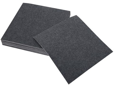 20 Stück Quadratisch Teppichfliesen Selbstliegend 50x50cm Strapazierfähig mit Klebepatch für Alle Bereiche Haus Büro Schlafzimmer Anti-Rutsch Dunkelgrau 5㎡
