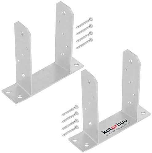 KOTARBAU® 2 Stk. Pfostenträger 120 mm TT Feuerverzinkt Stahl Pfostenträger zum Aufdübeln Betonanker für Pfosten Holzpfosten Pfostenschuh Pfostenanker Zaunpfosten Metall Bodenfuß für Vierkantholzpfoste