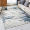 VK·LIVING Teppich Wohnzimmer - Waschbar 160X230CM Groß Schlafzimmer Teppiche Grau Blau Moderne Abstract Verwischt Design Mittlerer Stapel Dicher Teppich Anti-Rutsch
