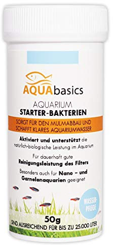 AQUAbasics Aquarium Starter-Bakterien schaffen klares Aquariumwasser und zersetzen Mulm. Die Mikroorganismen unterstützen zusätzlich die Filter-Aktivitäten.