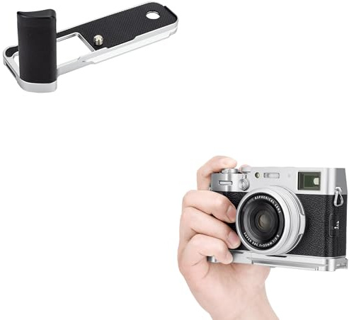 JJC Metal L-Form Handgriff Kompatibel mit Fujifilm X100VI, Silber | 1/4-20 Gewinde, Arca-Schnellverschluss, Verbessertes Handgefuhl