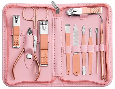 Nail Kit, Manicure Kit, Nail Care Kit For Women, Manicure Pedicure Set, Nail Clippers Toenail Clippers Kit, Professional Manicure Kit Pedicure Kit, Pink,Set of 12.