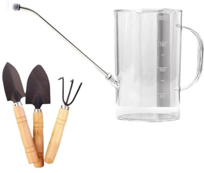 Gralara Arrosoir 1L, Ensemble de Jardinage Complet pour Plantes et Fleurs, Blanc Transparent