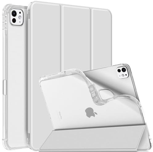 FINTIE Custodia per iPad Pro 11 Pollici (M4) 2024 con Pencil Holder - Sottile Leggero Cover Posteriore Opaca Traslucida Cover in Morbido TPU con Auto Sveglia/Sonno, Argento