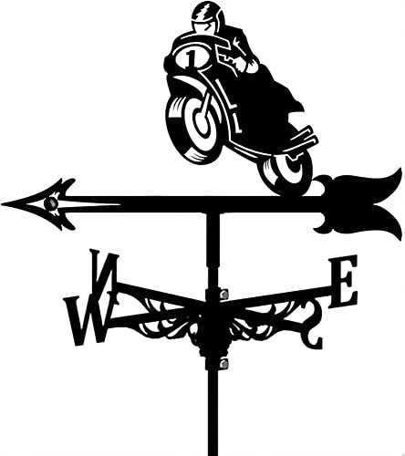 Motorrad-Wetterfahne mit Dachmontage Bauernhaus-Jagd-Wetterfahne Kreativer Windrichtungsanzeiger mit Anti-Rost-Beschichtung for Metallhalterung im Freien