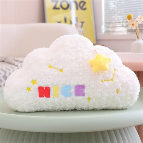 Ueiwffzo Zierkissen Kuschelkissen Kinder, Niedliche Stern Mond Wolke Dekokissen, Weiche Plüschkissen Deko für Babyzimmer Kinderzimmer Mädchen (Wolken,Klein)
