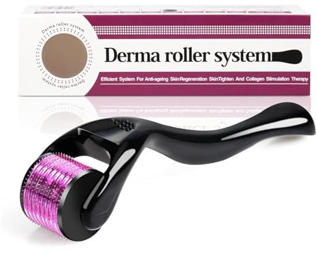 Dermaroller 1 mm Nadeln,Dermaroller 1mm mit 540 Nadeln für Gesicht und Körper, Microneedling roller Dermaroller,effektiv gegen Falten, große Poren, Dehnungsstreifen, Narben, Hyper-Pigmentierung
