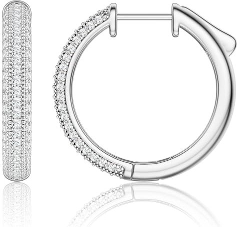 MILACOLATO Pendientes de aro de plata para mujeres y niñas | Pendientes de cartílago hipoalergénicos con circonitas AAA | Aros de 20mm y 30mm Huggie