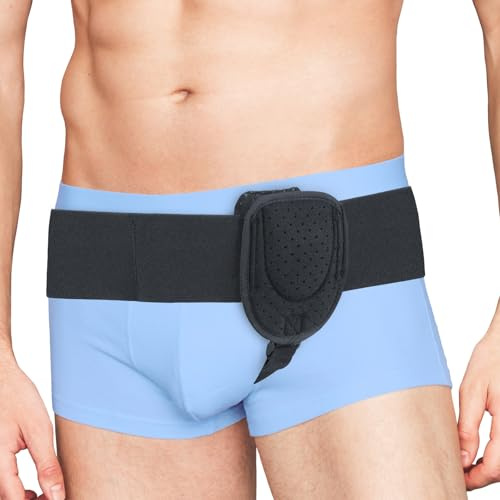 Adamson Garde de Hernie I Ceinture Herniaire Inguinale pour Homme I Côté Gauche ou Droit - Ceinture Soutien Post-opératoire Pour Hernies De L'aine - Sangle Ajustable à la Taille