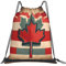 HJLUUFT Retro-Rucksack mit Kanada-Flaggenmuster, mit Kordelzug, stilvoller Rucksack und Cinch-Tasche für Damen und Herren zum Sport, Weiss/opulenter Garten, Einheitsgröße