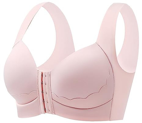 Generico Reggiseno Fascia Imbottito Reggiseno in Silicone Reggiseno da Donna in Tinta Unita con Chiusura Frontale di Grandi Dimensioni Reggiseno Fascia Imbottito Reggiseno in Silicone (Pink, XXL)