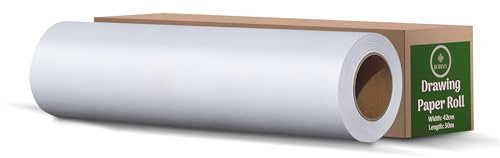 Premium Zeichenpapier Rolle 42cm x 50m lang 2-er Pack | Weiß Malpapier für Malen, Zeichnen, Basteln | Staffeleipapier perfekt für Temperafarben, Buntstifte, Fingerfarben | Eine Rolle- viel Papier