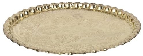 HOME DECO FACTORY, KA0114, Plateau décoratif en métal doré, Design élégant et Polyvalent, idéal pour la Table ou la décoration, diamètre 475 cm, Couleur Or