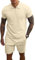 PRIVIMIX Herren Trainingsanzug Sommer Sportanzug 2 Teiliges Kurzarm T-Shirts Polo Jogginganzug Hemd Set Kurze Business Hose Freizeitanzug Kaki L