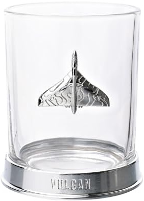 Widdop and Co Royal Air Force RAF Metal Whiskey Tumbler Glass Vulcan Jet | Engraved Base With Badge Drinking Glass - Lifestyle Accessory for Men, History & Aviation Fans. 330ml / 11.5oz