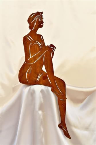 Der-Porzellan-Laden Edelrost-Figur Dame in Badeanzug, Rostdeko Gartendeko aus Metall, 60 x 30 cm, wetterfestes Deko-Highlight für Garten und Terrasse.