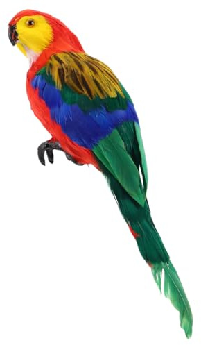 BESTonZON Realistische Papagei-Figur mit bunten Federn, Künstlicher Vogel Simulation Deko für Garten und Wohnzimmer, Dekoration Kunstvogel Tierfigur für Weihnachtsbaum Feengarten Ornament