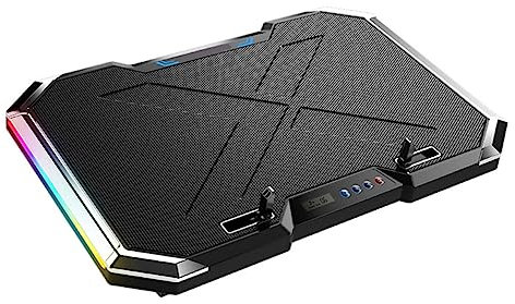 SHINEOFI Almohadilla De Enfriamiento para Portátil Ventilador Led RGB, Ajustable 7 Niveles, Silenciosa, Compatible Laptops 18 Pulgadas, Control Táctil LCD para Gamers