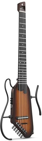Donner HUSH-C Nylon-Saiten Reisegitarre, Akustik-Elektrik Gitarre, Ultraleichte Silent-Gitarre für leises Üben, mit Kopfhöreranschluss, integriertem Stimmgerät & Tasche, Sunburst