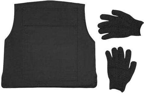 Wulimasun Stab Proof Vest,Body Armour Vest Security Safe Guard Jacket Safety Tactical Stab Proof Vest Clothes Adjustable Design 50 * 58cm with Knife Proof Cut Resistant Work Gloves