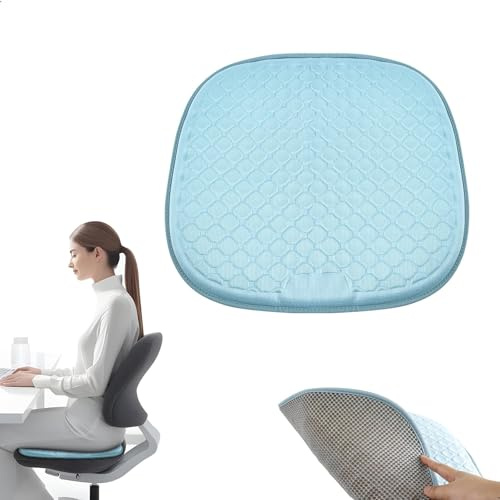 Gexuamz Gel Sitzkissen Orthopädisch, 49x46cm Kühlendes 3D-Batmungsaktives Sitzkissen mit TPE Gel & Wabenstruktur, Rutschfeste Unterlage, für Bürostuhl， Auto, LKW, Rollstuhl und Gaming-Stuhl (Glazialbl