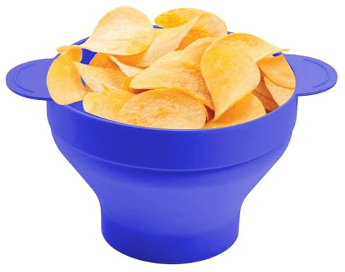 Liakyunf Cubo de Palomitas | Recipientes De Silicona Con Asas Y Tapa,Bol para Palomitas | para Cajas de Snack, Fiesta de Galletas, Cine en Casa, Niños, Adultos, Familia, Noche de Cine